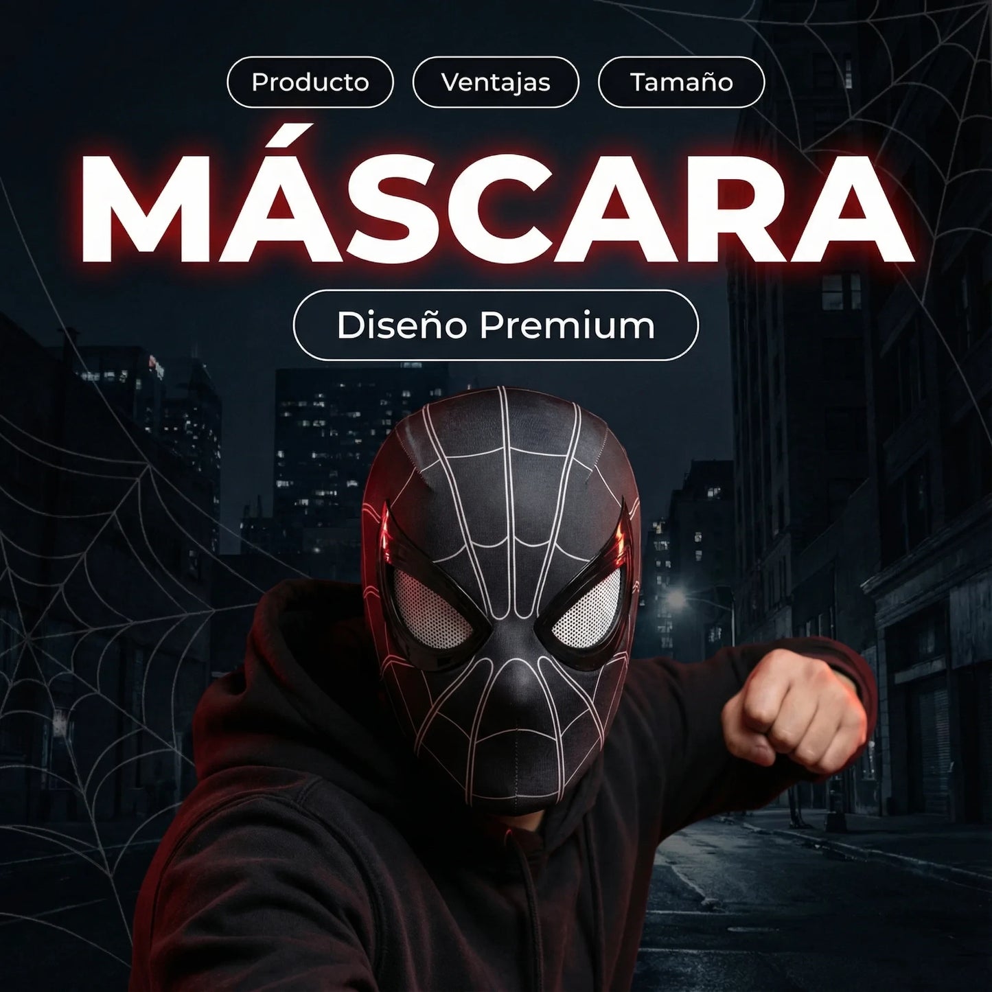 Pack Spiderman Premium (Máscara Ojos Movibles + 2 Guantes)