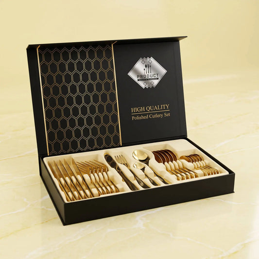 Set de Cubiertos Dorados 24 Piezas