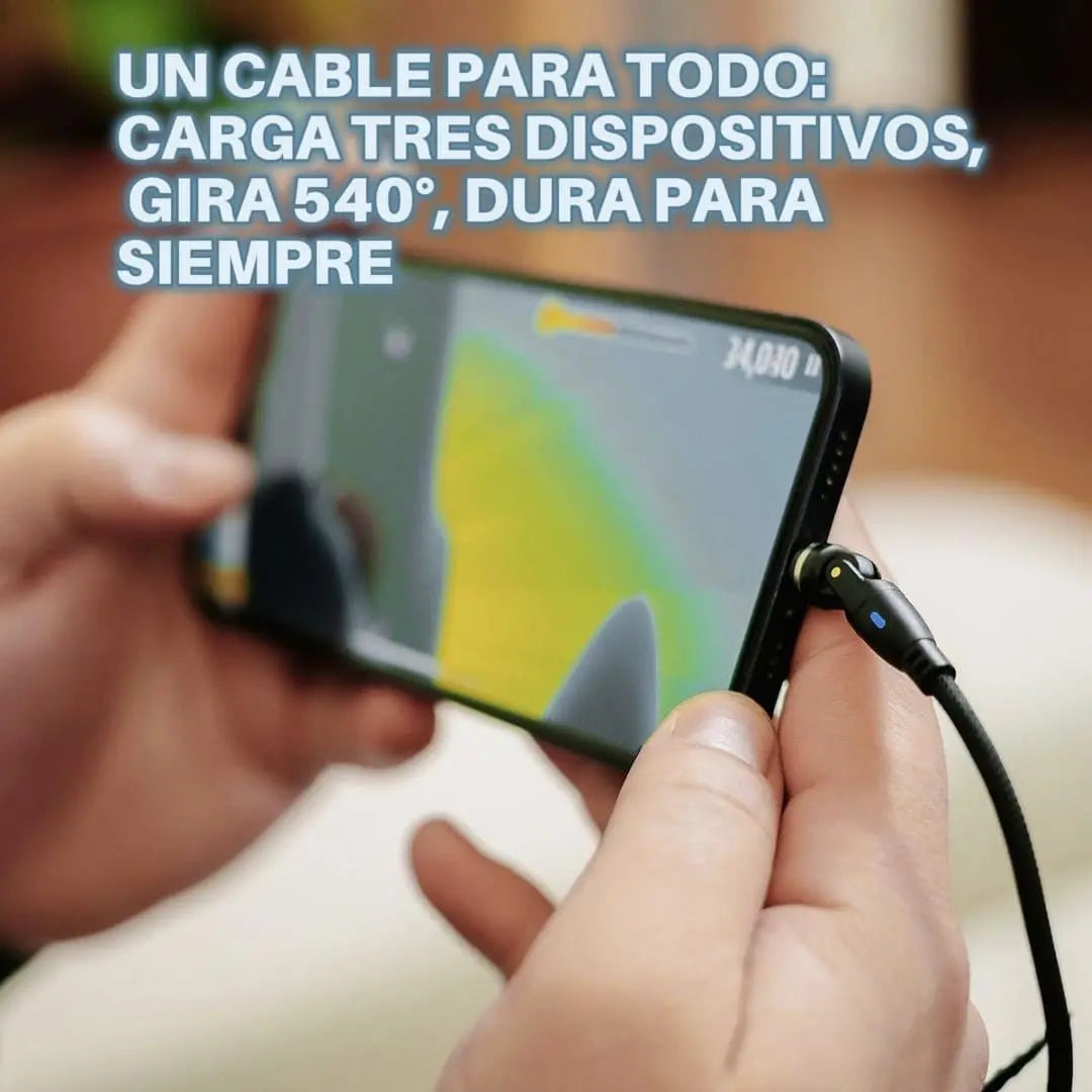 CABLE DE CARGA RÁPIDA 540° MAGNÉTICO  3 en 1