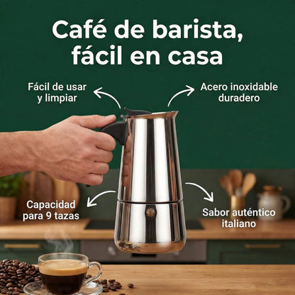 Combo Cafetera Moka de Acero