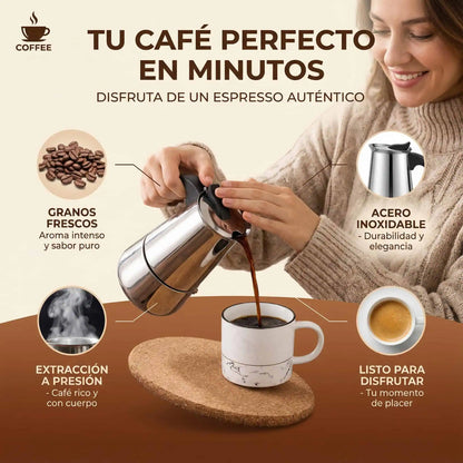 Combo Cafetera Moka de Acero